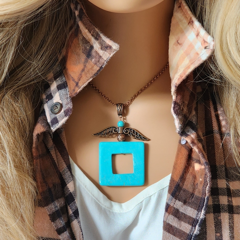 ❤️ Hypoallergenic Copper Jewelry Angel Wings Blue Stone Angel jewelry
